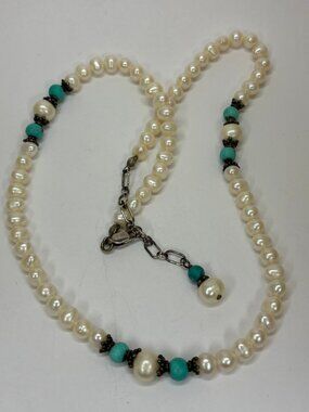 Western Style Turquoise and Pearl Necklace